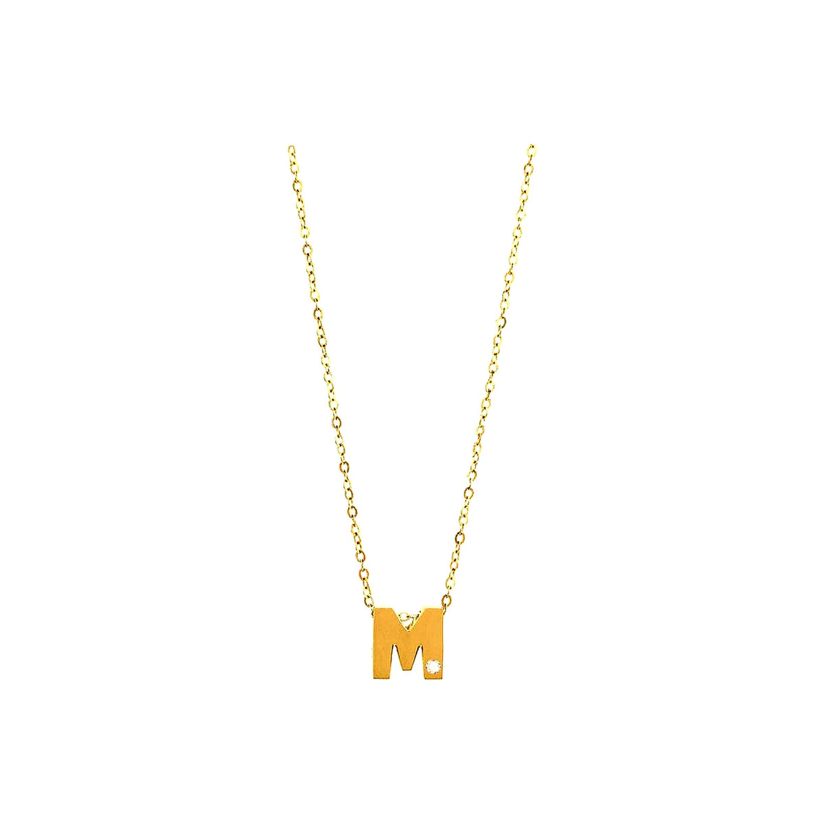 8mm Collar Oro 14k Inicial con Diamantes Naturales