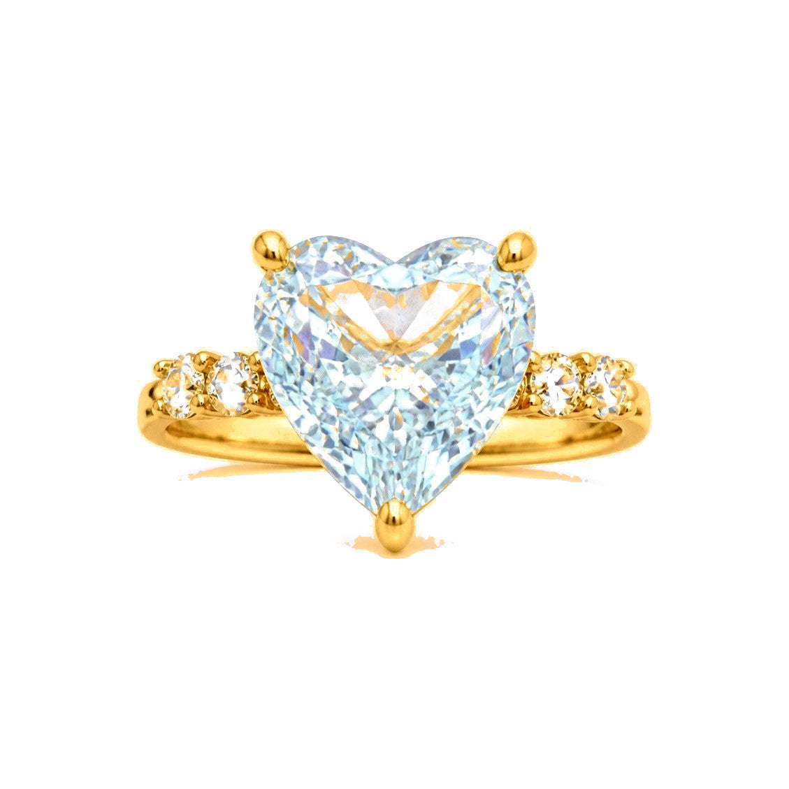 Anillo de Dama Oro 10k Corazón Grande con Circonios en Banda