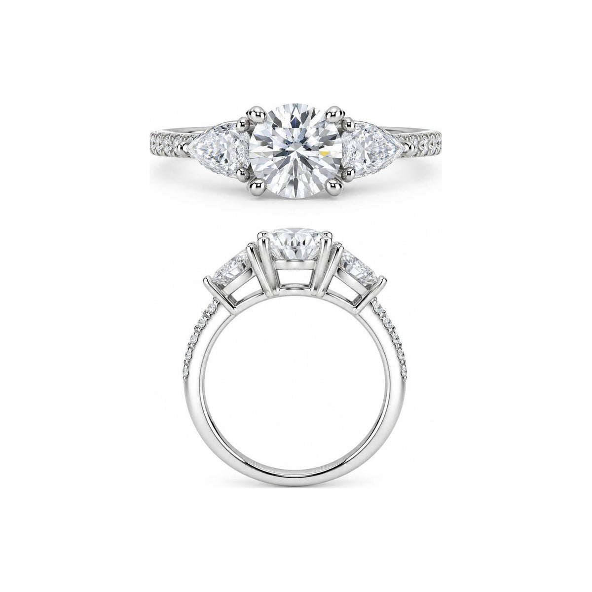 Anillo de Compromiso Tres Piedras Moissanite S925