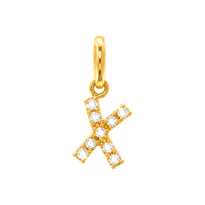 12mm Dije Letra X Oro 14k con Diamantes Naturales