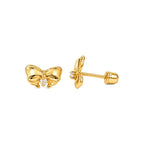 Aretes para Bebé Oro 14k Moño con Circonio