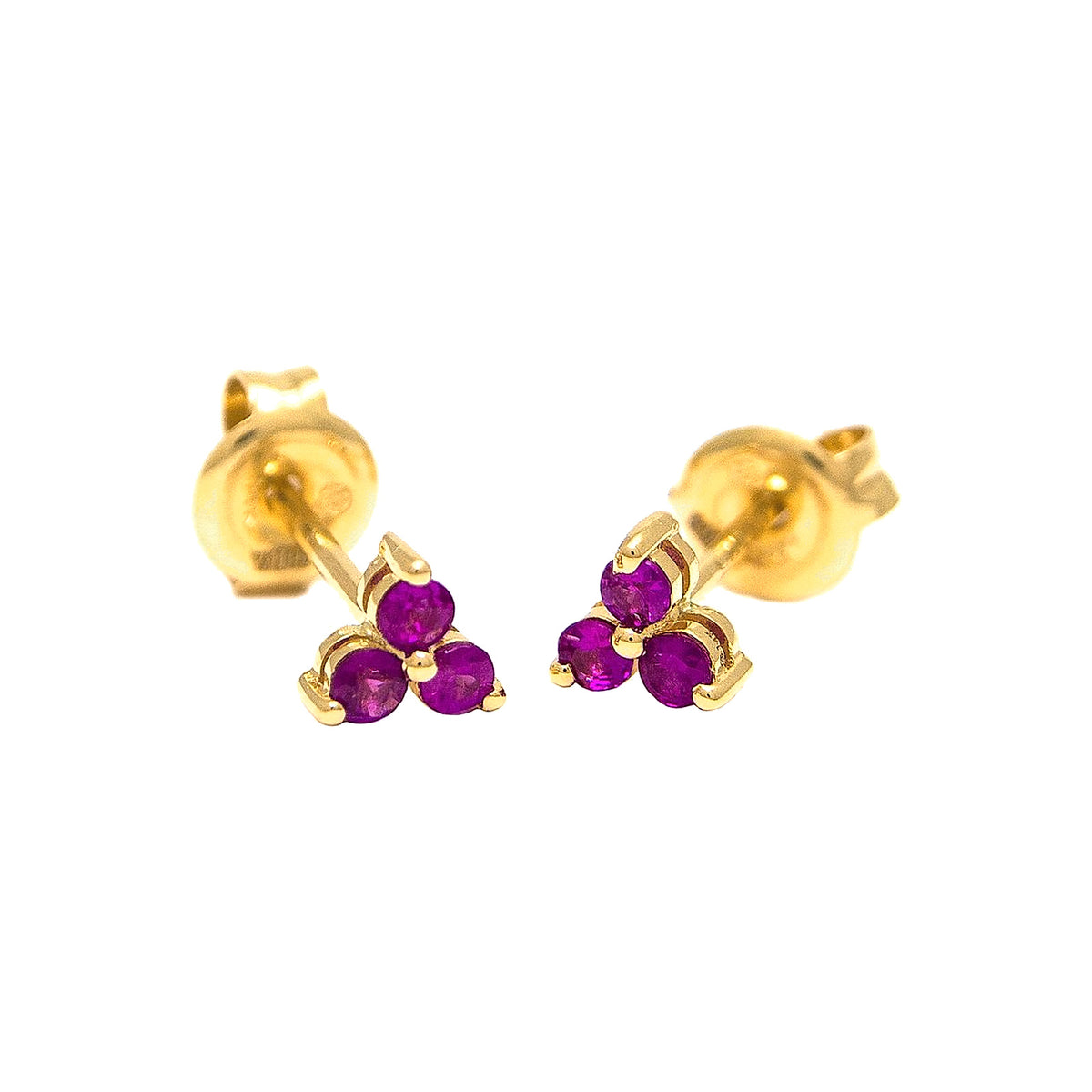 Aretes de Dama Oro 14k Redondos con Rubí