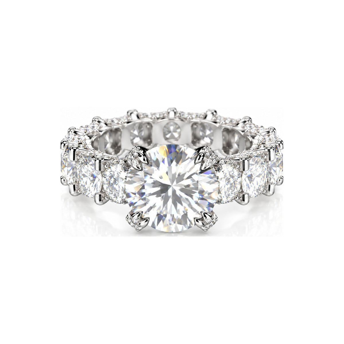 Anillo de Compromiso Eternity Piedras Grandes Moissanite S925