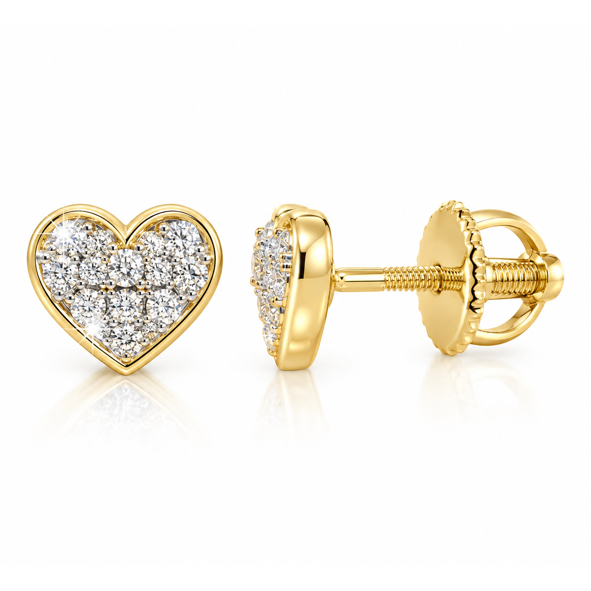 Aretes para Bebé Oro 10k Corazón con Diamantes Naturales