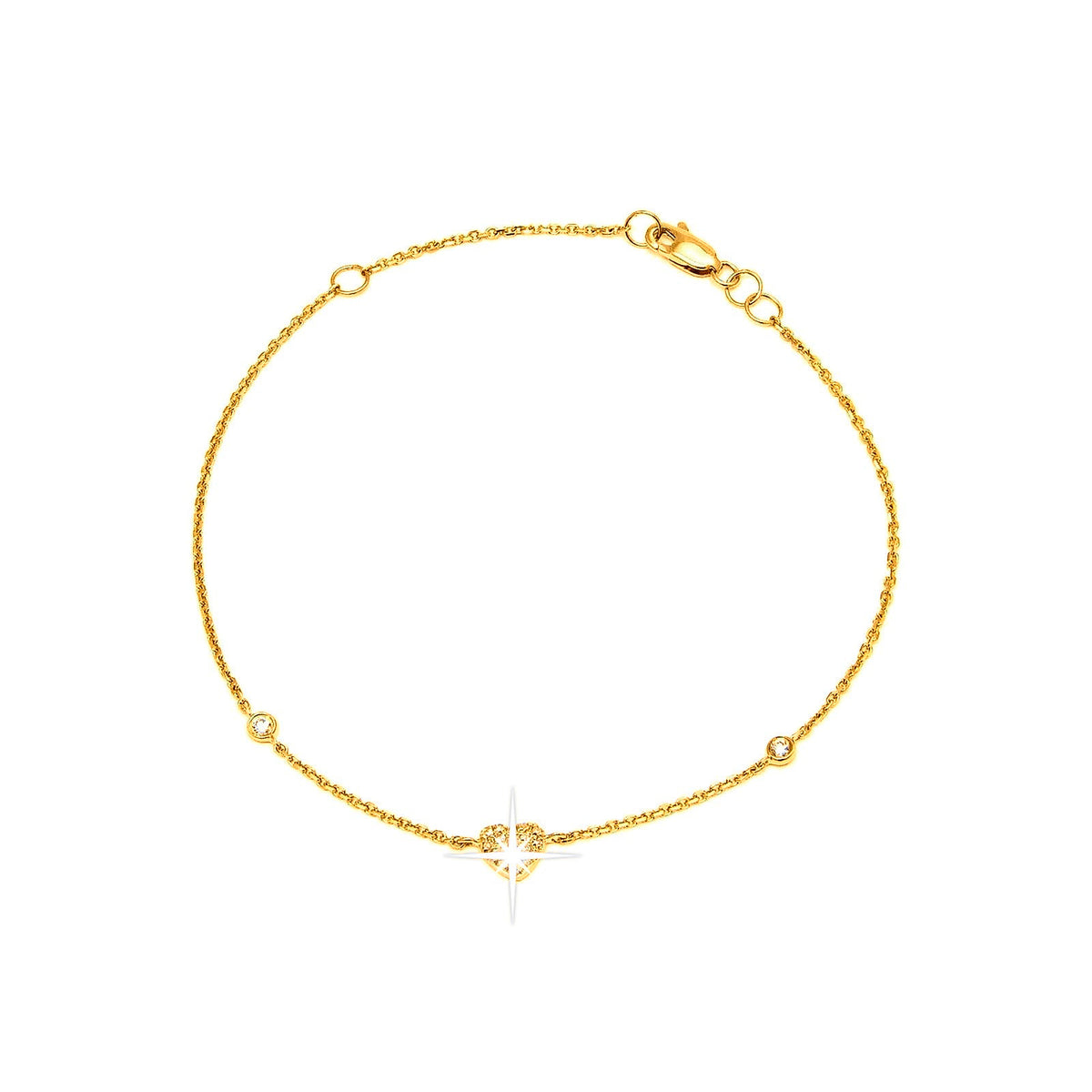 5mm Brazalete de Dama Oro 14k Corazón Pavé con Diamantes Naturales