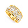 Anillo de Dama Oro 14k Banda Ancha Calada con Baguettes y Diamantes Naturales