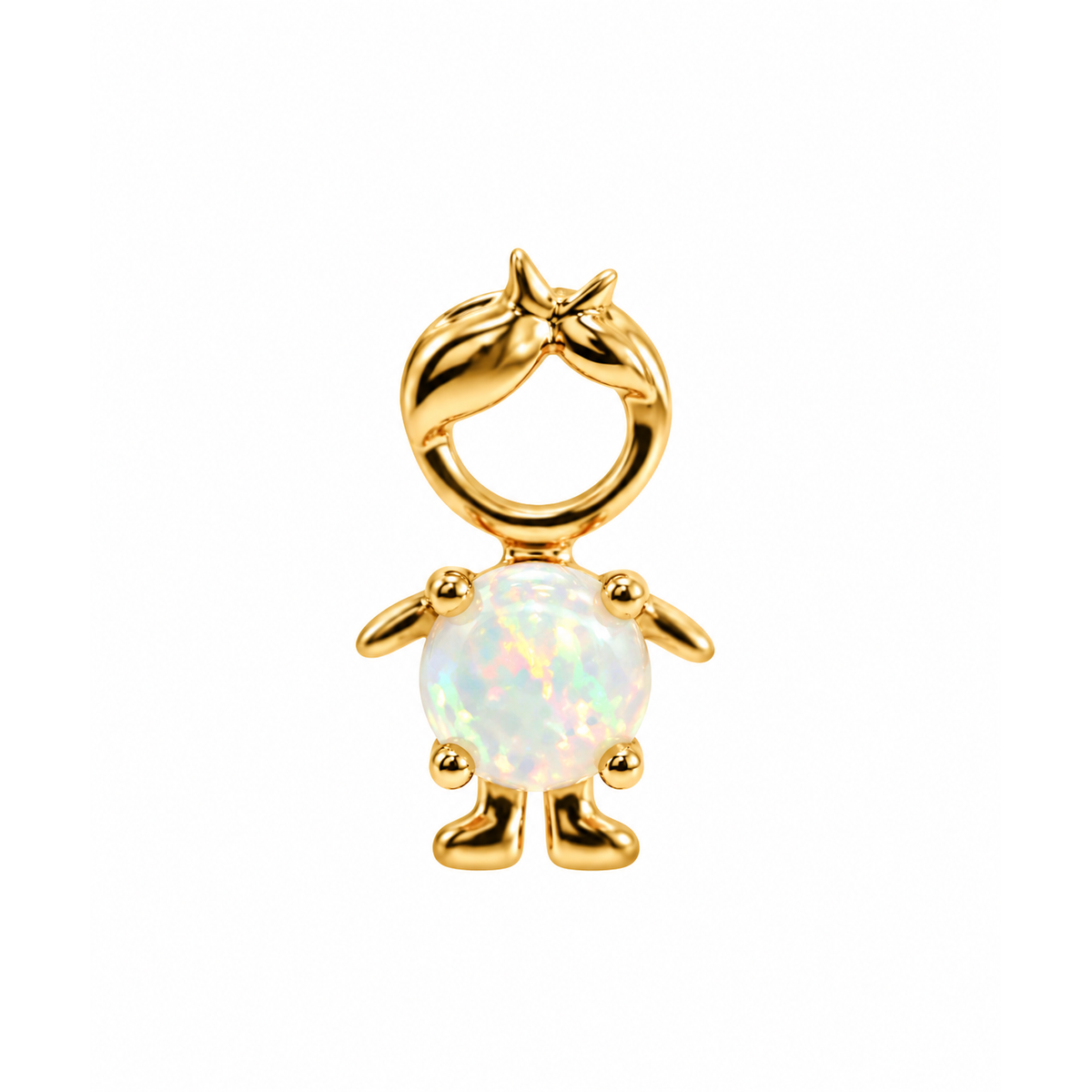Dije Niño Oro 14k con Ópalo Blanco