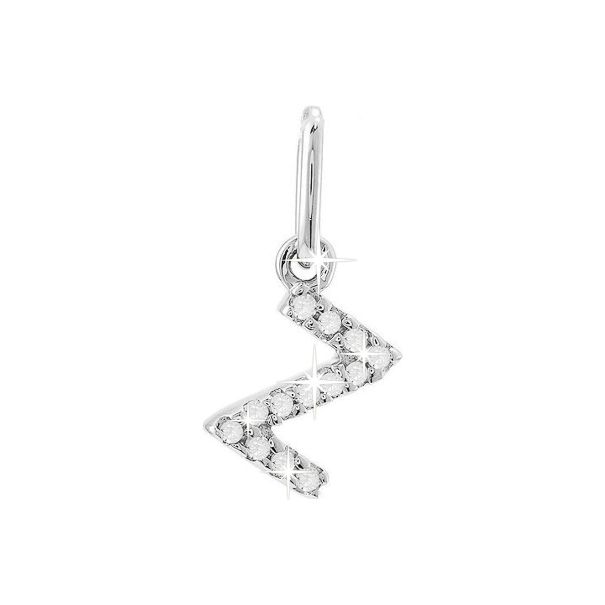 12mm Dije Oro Blanco 14k Inicial Pavé con Diamantes Naturales