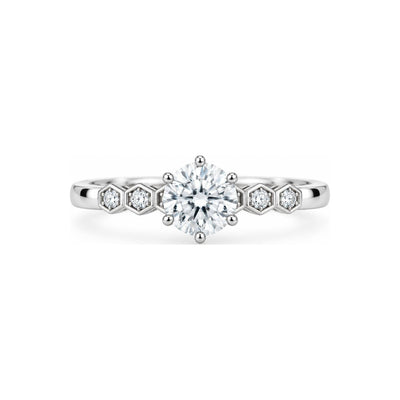 Anillo de Compromiso Solitario Acentos Hexagonales Moissanite S925