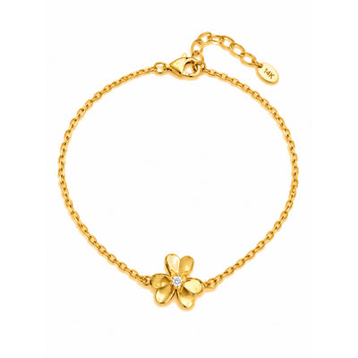 Brazalete de Dama Oro 10k con Flor y Circonio