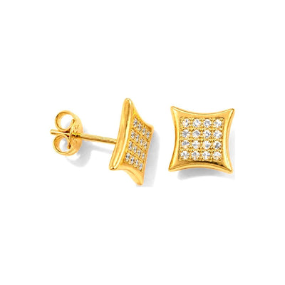 Aretes de Dama Oro 10k Cuadrados Concavos Mariposa
