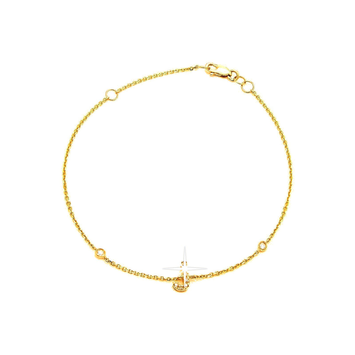 7mm Brazalete de Dama Oro 14k Inicial Pavé con Diamantes Naturales