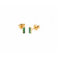 2x5mm Aretes de Dama Oro 14k Barra de Granates Verdes