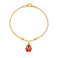 Brazalete de Niño Infantil Oro 14k Bolitas con Dije de Mariquita