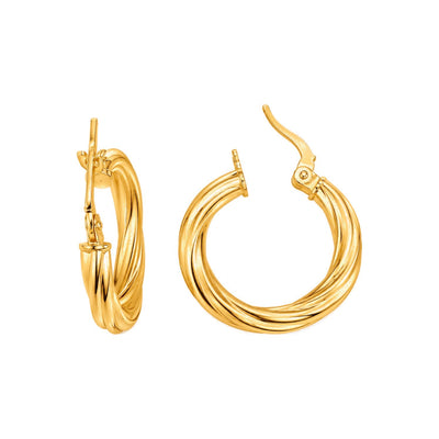 3mm x 20mm Aretes de Dama Oro 10k Argolla Torcida