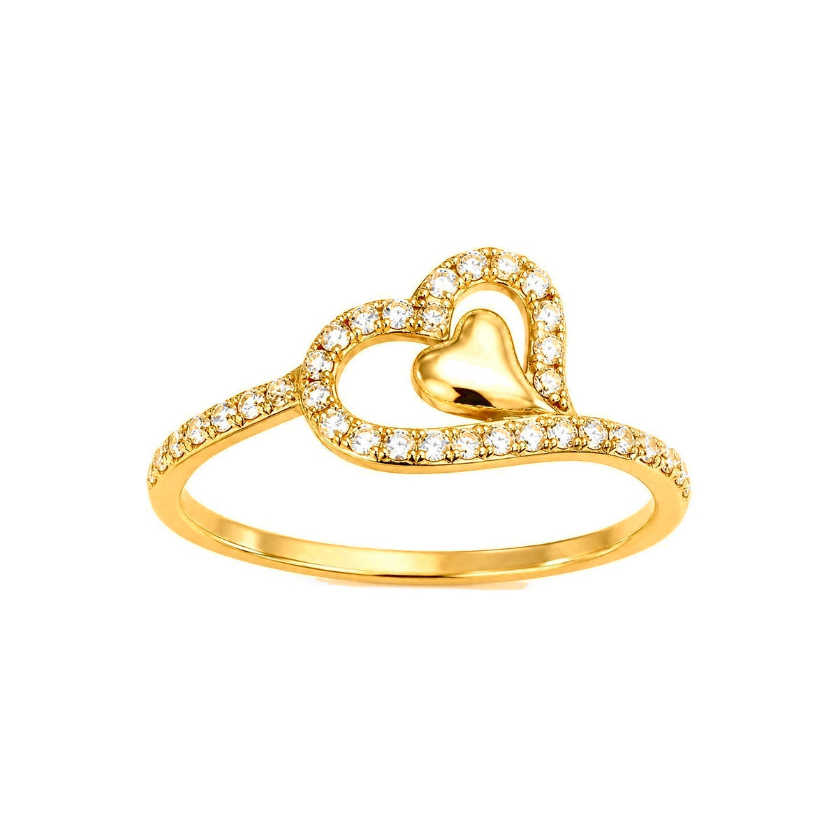 Anillo de Dama Oro 14k Corazon con Circonias