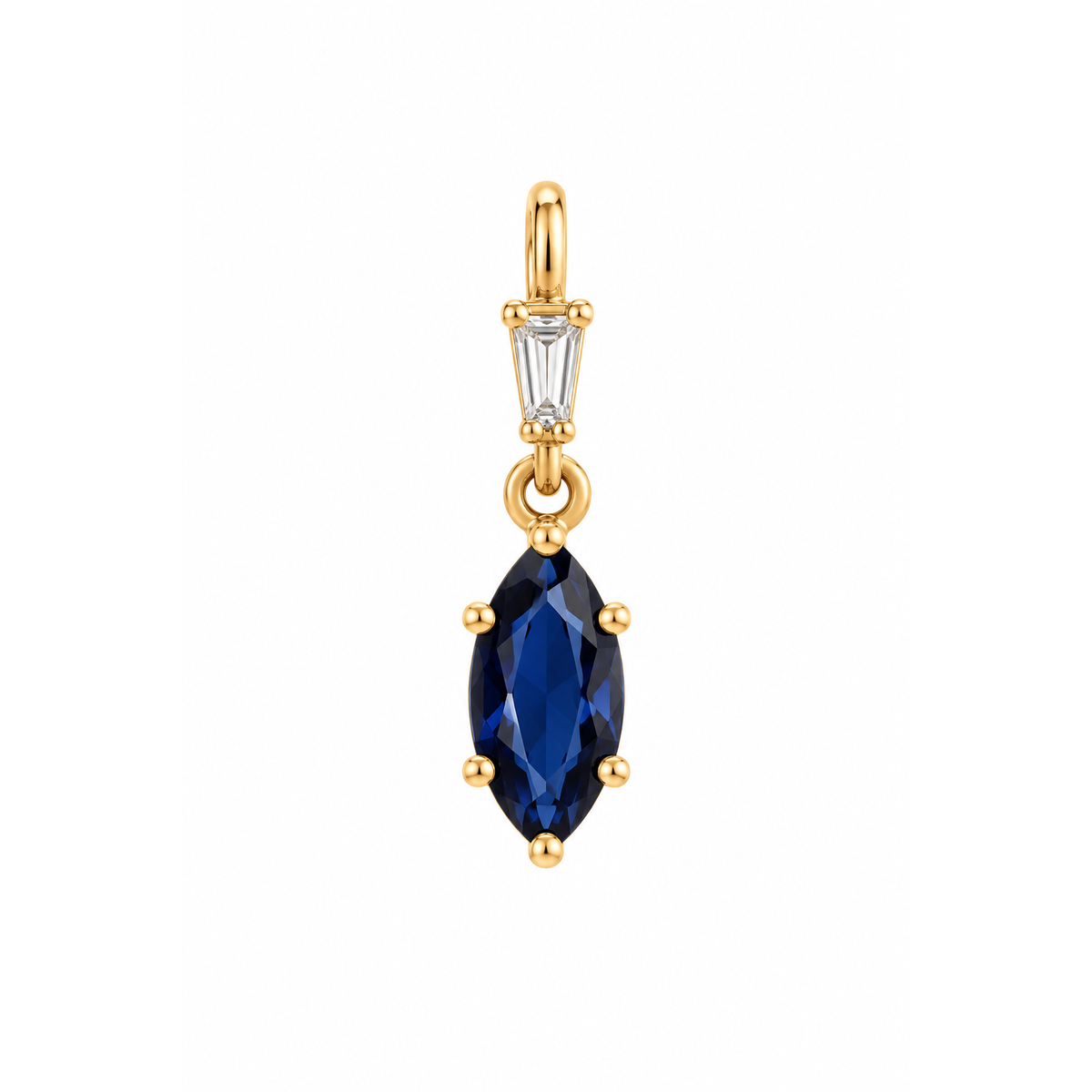 Dije Zafiro Marquesa con Baguette Oro 14k