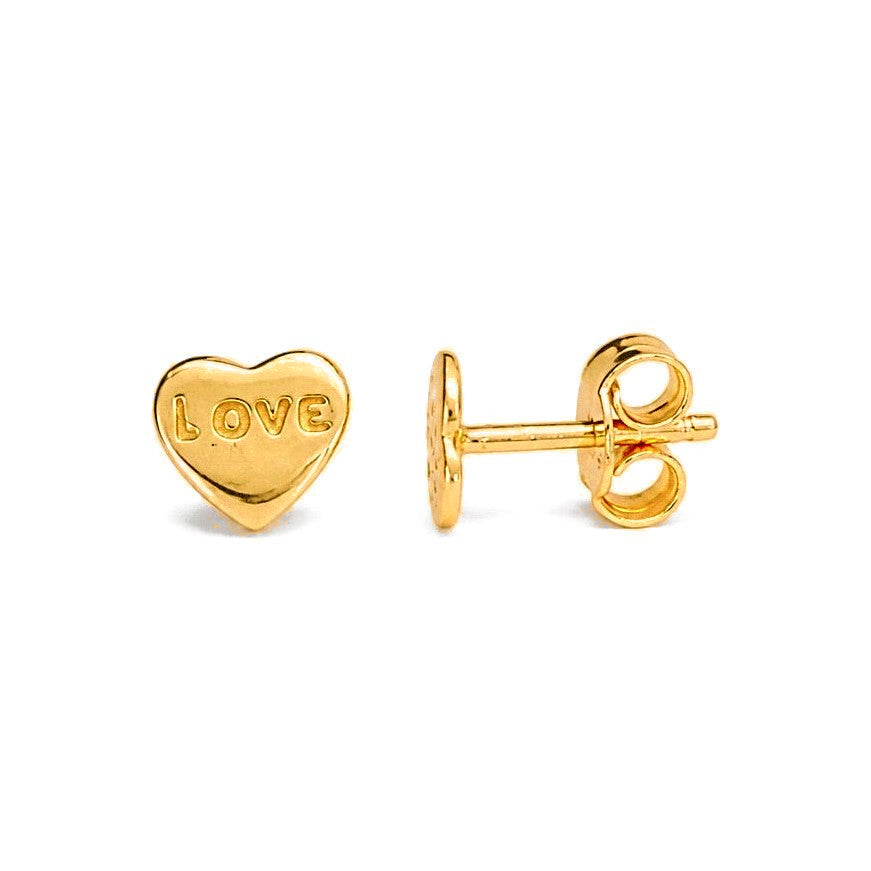 Aretes de Dama Oro 14k Corazón LOVE