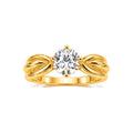 Anillo de Matrimonio Dama Oro 14k Solitario Lazo Acanalado
