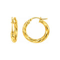 Aretes de Dama Oro 10k Argolla Torcida Grande Pulida