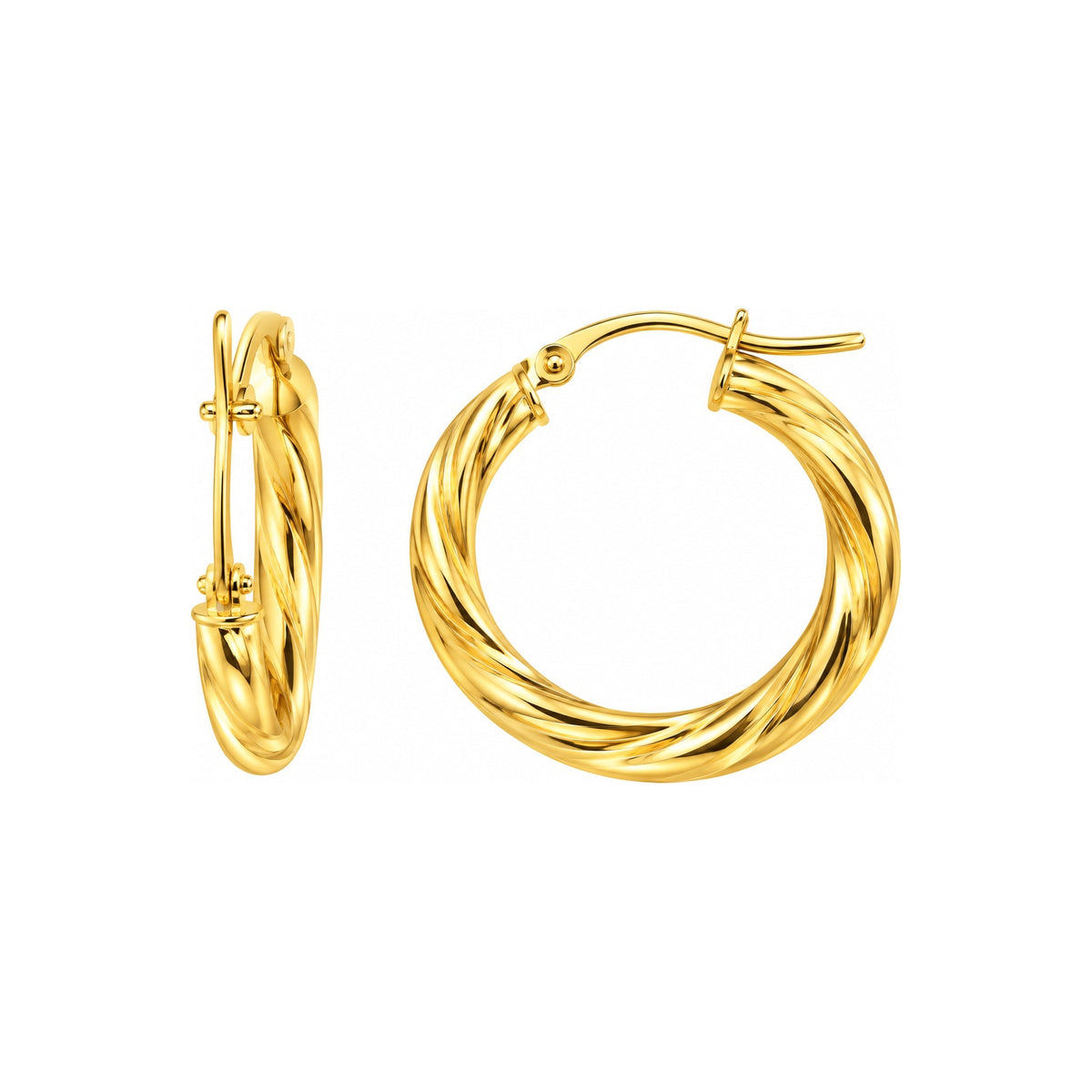 Aretes de Dama Oro 10k Argolla Torcida Grande Pulida