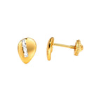 Aretes de Dama Oro 14k Gota Asimétrica con Línea de Circonios