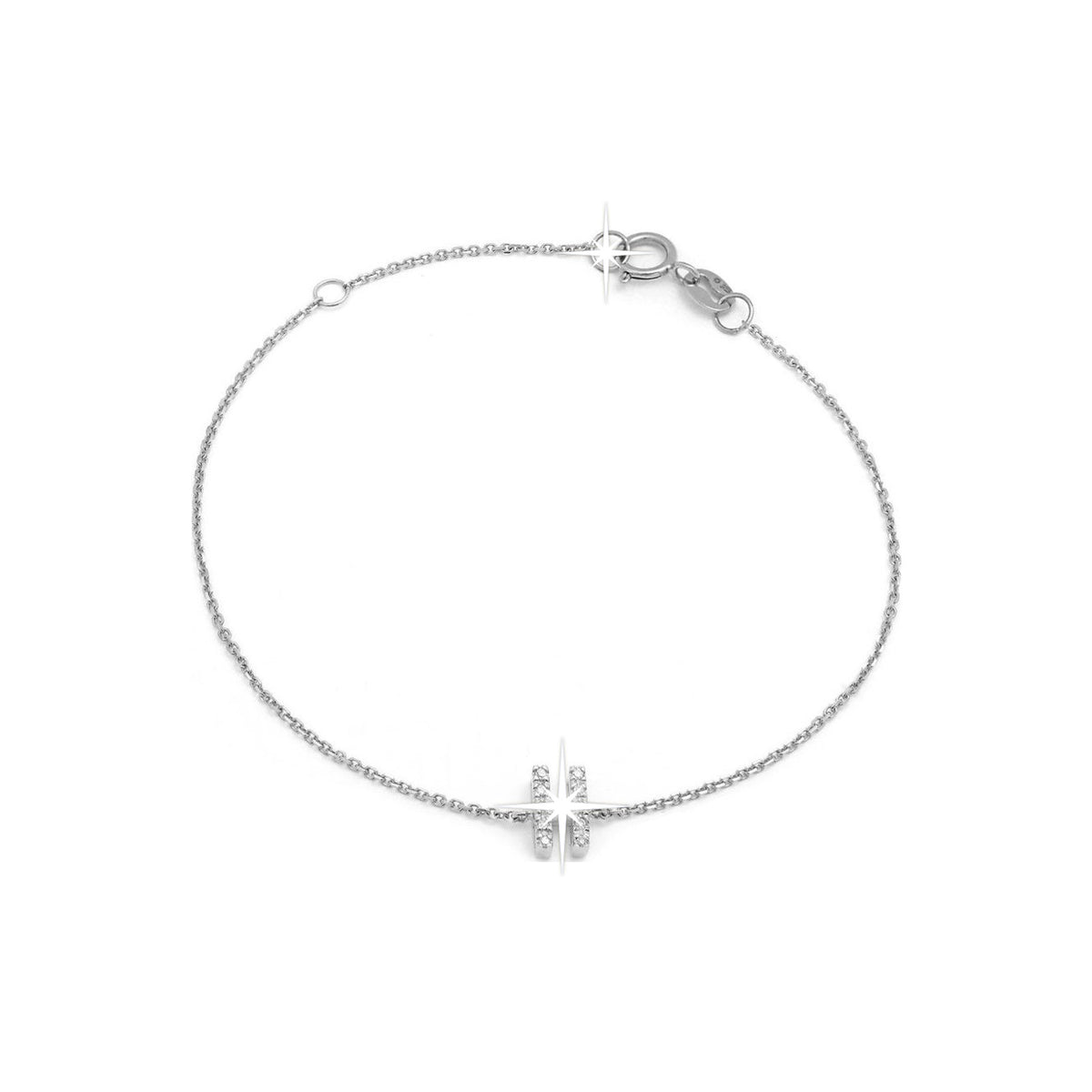 Brazalete de Dama Oro Blanco 14k Inicial con Diamantes Naturales