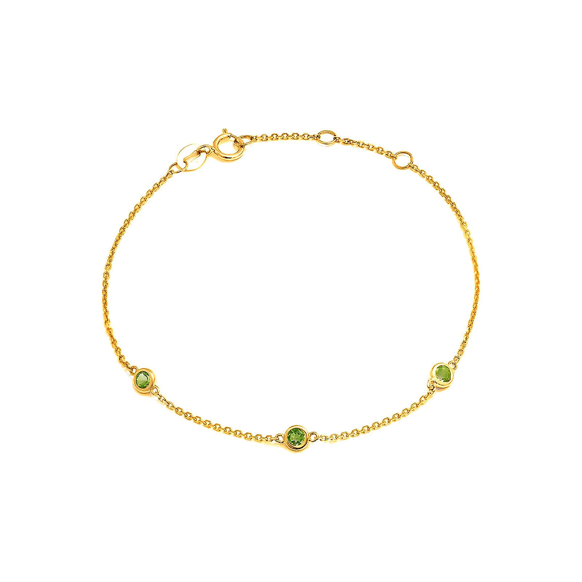 Brazalete de Dama Oro 14k Redondos con Peridoto