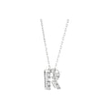 7mm Collar Oro Blanco 14k Inicial Pavé con Diamantes Naturales