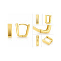12mm Aretes de Dama Oro 10k Huggie Cuadrado Liso