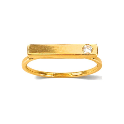 Anillo de Dama Oro 14k Barra con Circonio