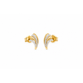 9.5mm Aretes de Dama Oro 14k Abanico de Líneas con Diamantes Naturales