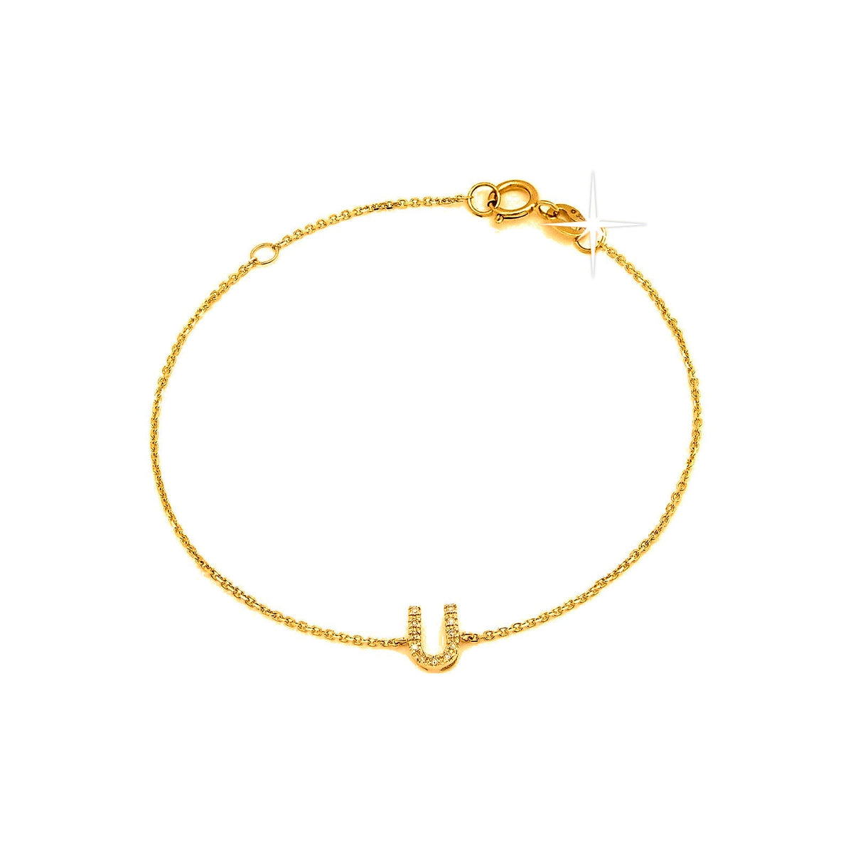 Brazalete de Dama Oro 14k Inicial con Diamantes Naturales