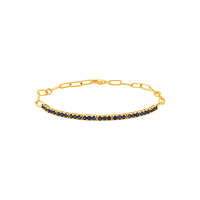 2mm Brazalete de Dama Oro 14k Redondos con Zafiro