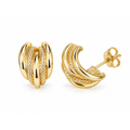 Aretes de Dama Oro 10k Acanalados con Textura Mixta
