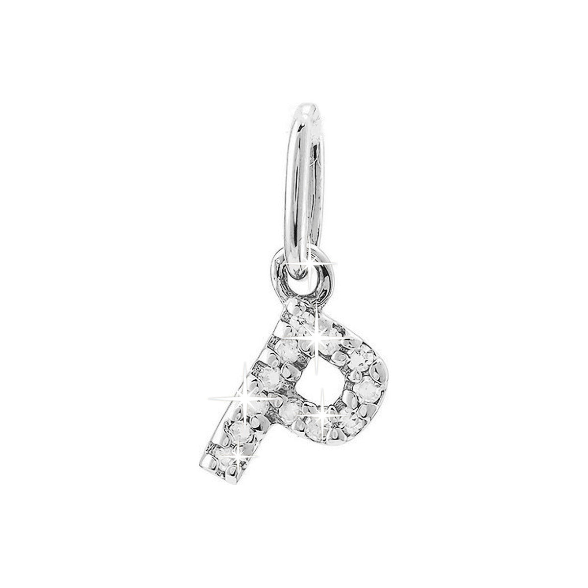 12mm Dije Oro Blanco 14k Inicial Pavé con Diamantes Naturales