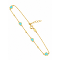 Brazalete de Dama Oro 14k con Corazones Turquesa