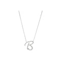15mm Collar Oro Blanco 14k Inicial Pavé con Diamantes Naturales