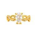 Anillo de Matrimonio para Dama Oro 14k Solitario Oval con Banda Infinity Trenzada