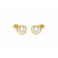 Aretes de Dama Oro 14k Doble Círculo con Diamantes Naturales