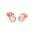 Aretes de Dama Oro Rosa 14k Redondos con Diamantes Naturales