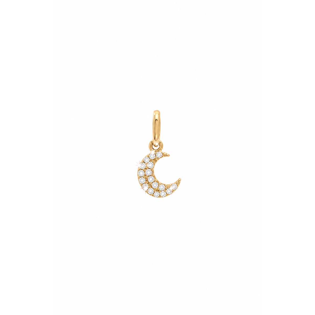 5x12mm Dije Luna Creciente Oro 14k con Diamantes Naturales