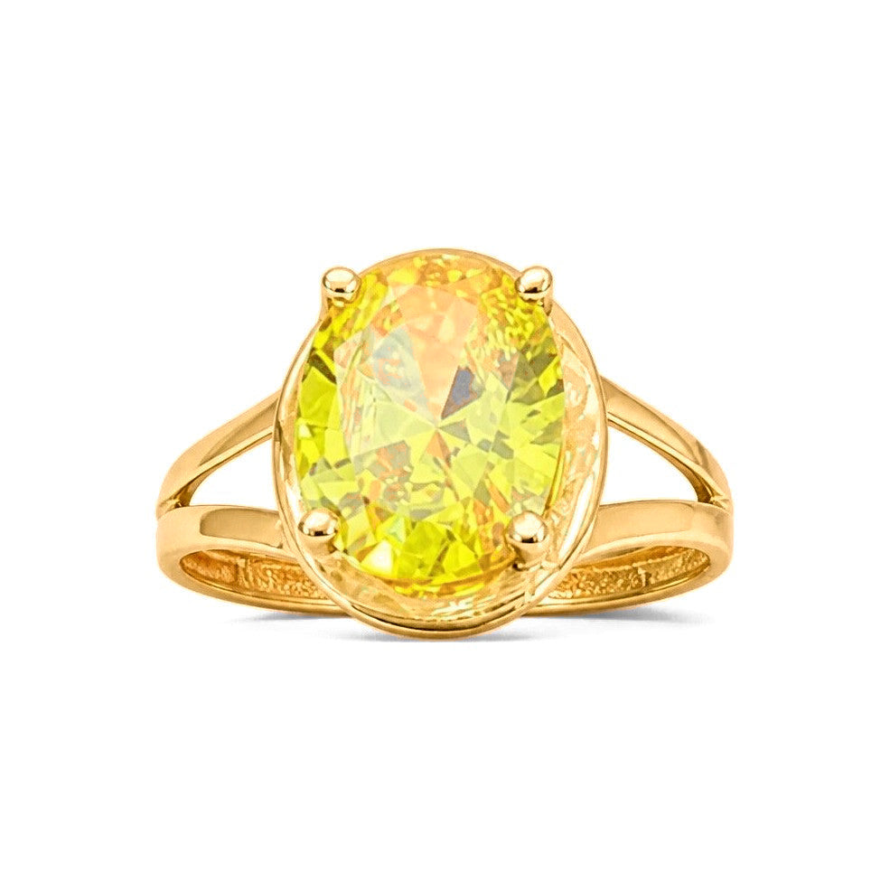Anillo de Dama Oro 10k Solitario Ovalado Amarillo