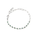 Brazalete de Dama Oro Blanco 14k Redondos con Esmeralda