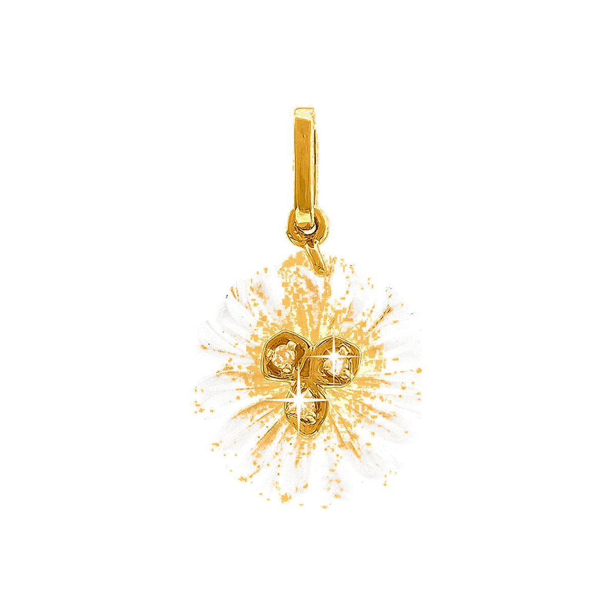 Dije Oro 14k Gota Pavé con Pearl Shell y Diamantes Naturales