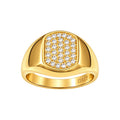 Anillo de Hombre Oro 14k Placa Rectangular Pavé