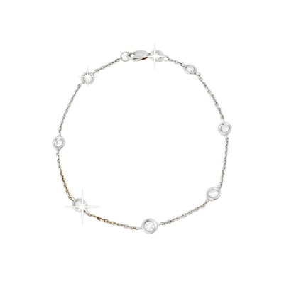 Brazalete de Dama Oro Blanco 14k Redondos con Diamantes Naturales