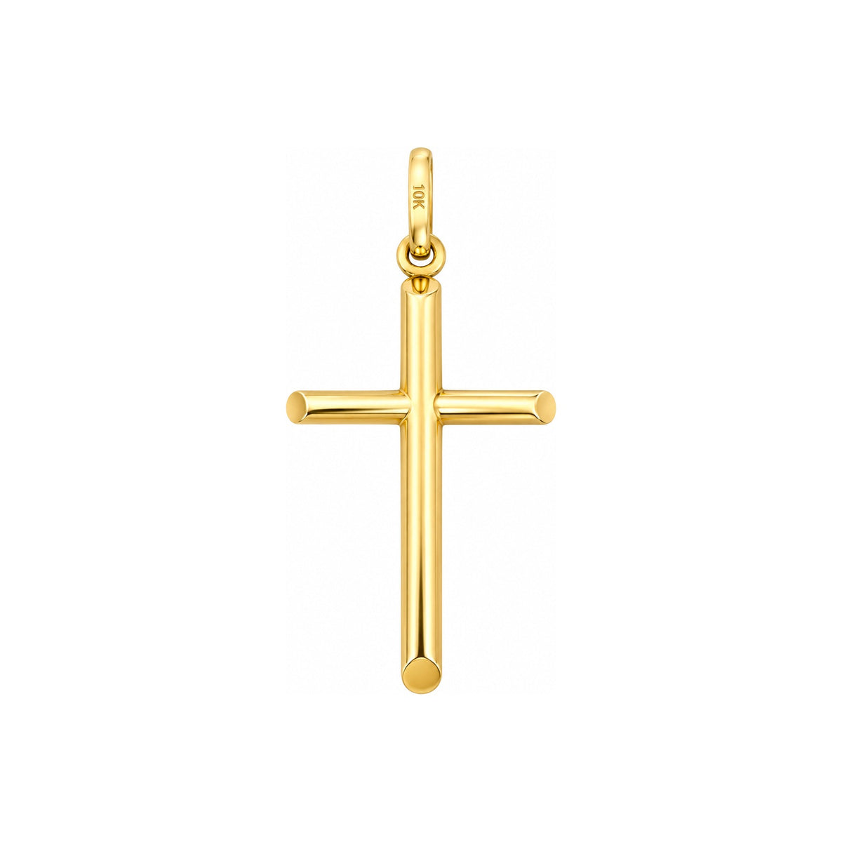 25mm x 15mm Dije Cruz de Tubo Lisa Oro 10k