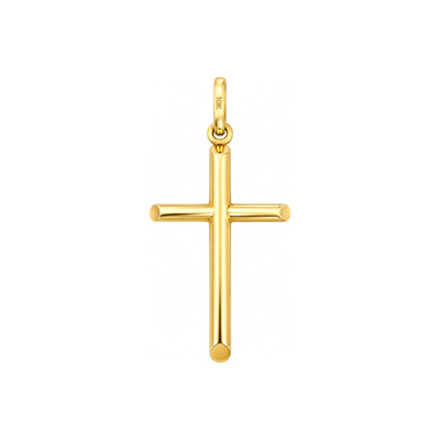 25mm x 15mm Dije Cruz de Tubo Lisa Oro 10k