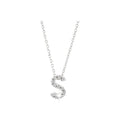 7mm Collar Oro Blanco 14k Inicial Pavé con Diamantes Naturales